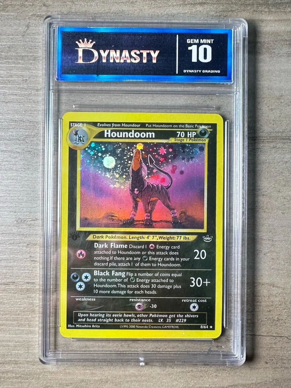 Houndoom 2000 8/64 Pokemon Neo Revelation Holo Gem Mint 10 Novelty Card. Proxy.